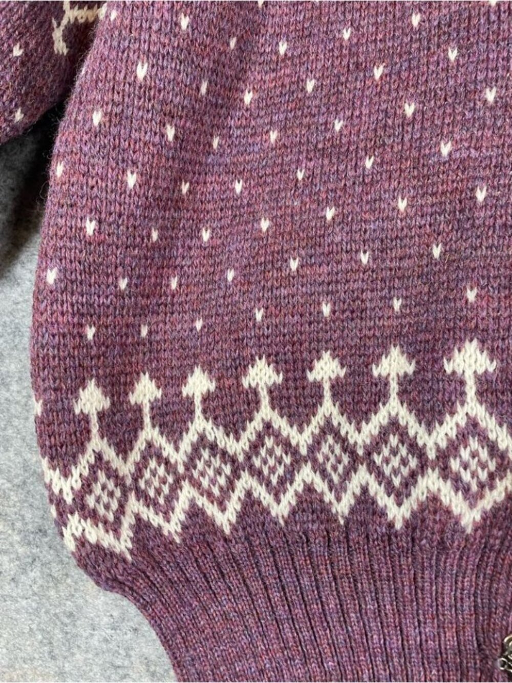 James Pringle Weavers Wool Cardigan Purple Nordic Fair Isle Cottagecore Medium - Picture 6 of 15